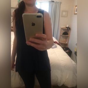 Navy cotton long shirt but can be tied to crop